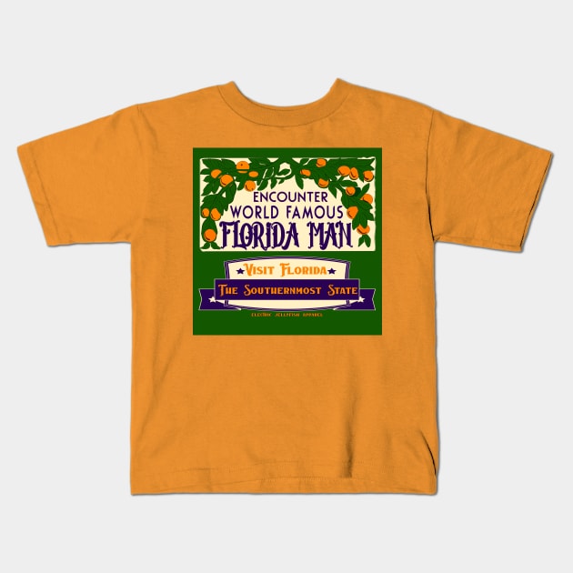 Visit Florida, Man Kids T-Shirt by Electric Jellyfish